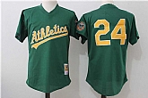 Oakland Athletics #24 Rickey Henderson Green 1998 Cooperstown Collection Batting Practice Jersey,baseball caps,new era cap wholesale,wholesale hats